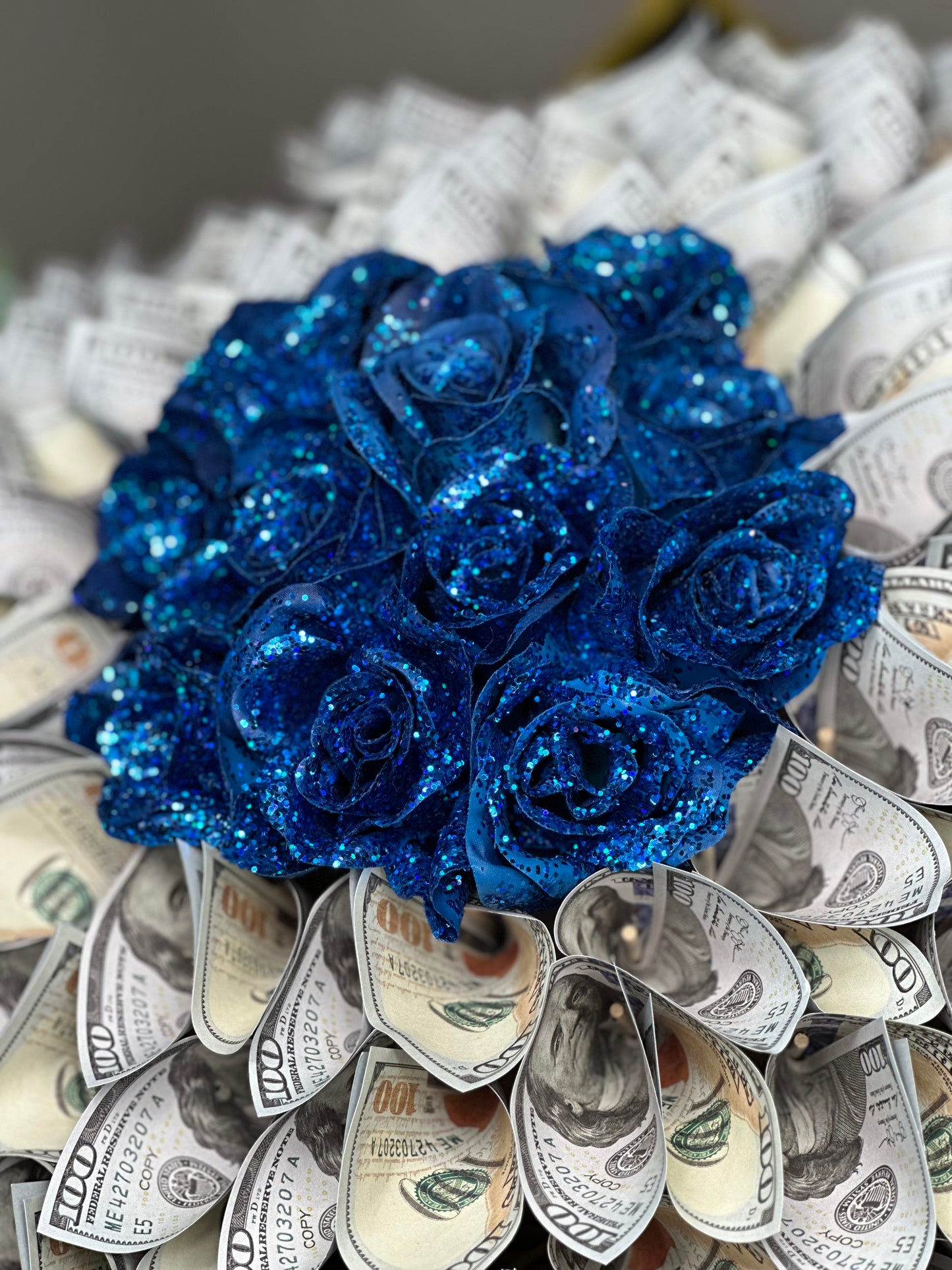 Money Flower Bouquet with Glittered Roses- NEW Gifts for Her/Him/Mom/Love/Hearts/Flowers/Roses/Graduation/SpecialOccasions/Mother’sDay/Birthdays/Teacher’sGift/Housewarming